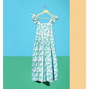 Womens Blueberi Boulevard Floral Ruffled Sundress M